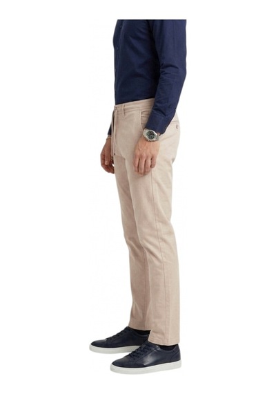 Deepsea Erkek Bej Esnek Kumaş Slim Fit Beli Lastikli Günlük Spor Pantolon 2601070