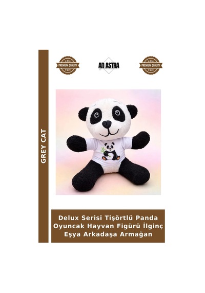 Delux Serisi Tişörtlü Panda Oyuncak Hayvan Figürü İlginç Eşya Arkadaşa Armağan Çok Renkli