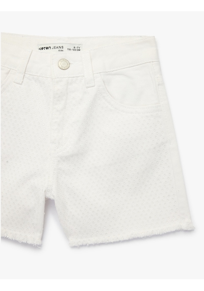 Koton Pamuklu Cepli Loose Fit Denim Şort Beyaz 6skg40044ad Beyaz