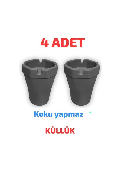 4 Adet Kokusuz Kül Tabağı Plastik Plastik Gri Asimetrik