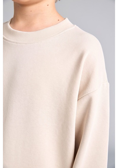 Defacto Oversıze Bisiklet Yaka Bej Sweatshirt Erkek Çocuk H7135a826aubg186 Bej-bg186