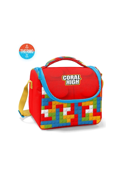Coral High Kids Renkli Blok Desenli Thermo Beslenme Çantası 11791 Kırmızı