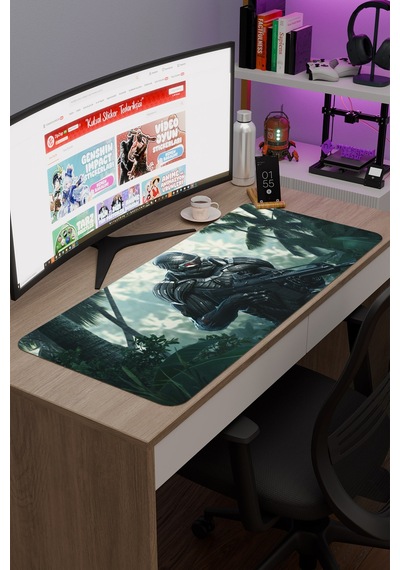 Crysis Kaymaz Dikişli Kauçuk Oyuncu Mousepad V2 - 90x40 Xxl Gaming Mouse Pad Fare Altlığı