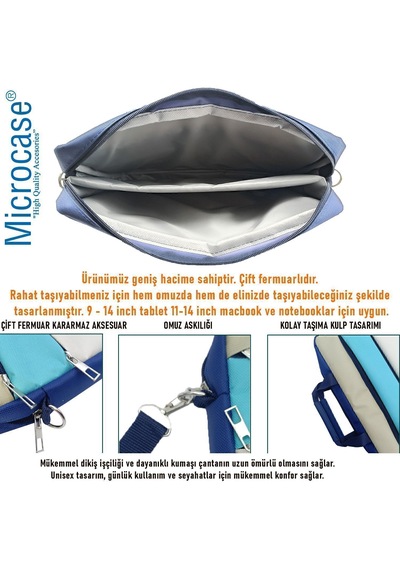 Microcase Honor Pad X8b 11 İnch İle Uyumlu Tablet Macbook Laptop Tablet Çantası 2 Bölmeli Al4821 Krem