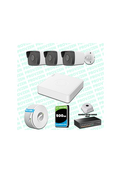 Provzen Hikvision 3 Kameralı Ip 1080p Mikrofonlu Güvenlik Kamerası Olay Anında Bildirim