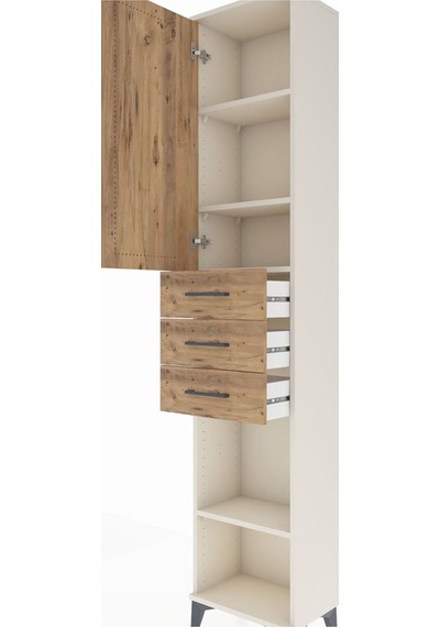 Arges Dolap 4 Raflı 3 Çekmeceli Tek Kapaklı 44x30x221 Aytaşı-çam Aytası