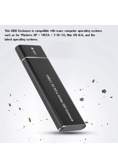 M.2 Nvme Usb3.1 Tip-c Gen2 10gbps Muhafaza M.2 Pcı-e Ssd Sabit Disk Harici Sürücü Kutusu M.2 M-key Ssd'den Usb-c'ye Adaptör Siyah