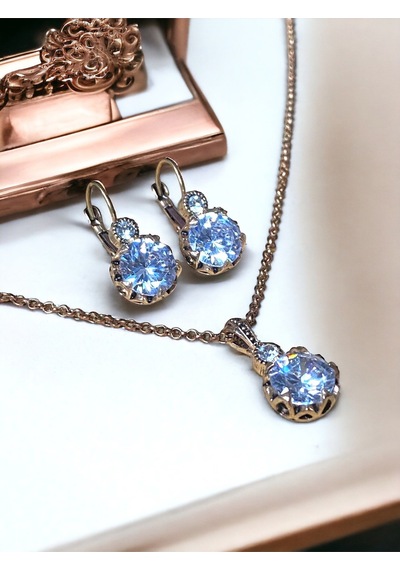 Elmas Kesim Zirkon Taşlı Set Beyaz