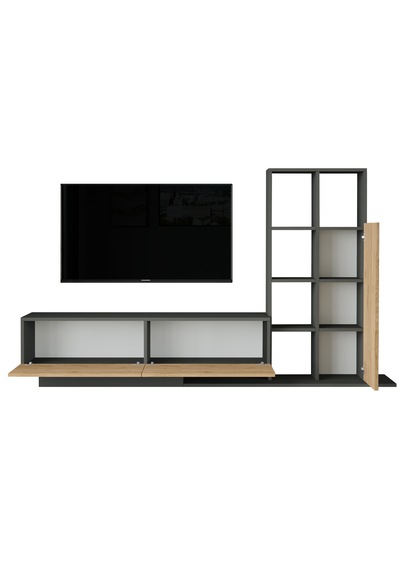 Robin Home Lotus Tv Ünitesi Kapaklı Kitaplık Raf Sepet-antrasit