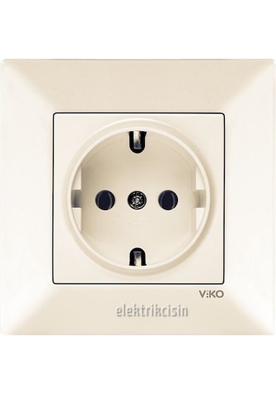 VİKO MERİDİAN KREM TOPRAKLI PRİZ (ÇERÇEVE DAHİL)