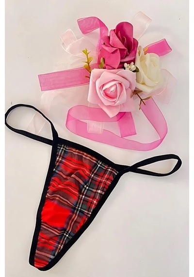 Anastasia String Tanga Külot - Büyük Desenli Kırmızı 86153 Çok Renkli