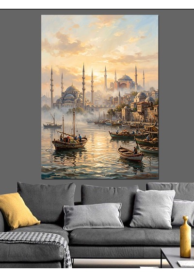 Sisli İstanbul Boğazı Manzarası Dekoratif Kanvas - Mdf Ahşap Tablo