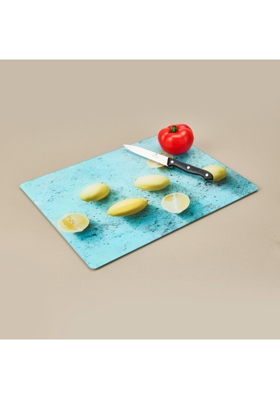 Limon Desenli Cam Kesme Tahtası - Renkli - 30x40 Cm Çok Renkli