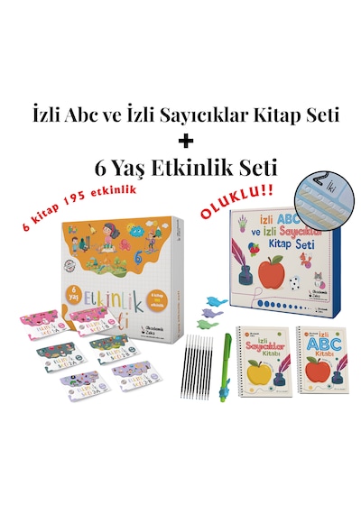 6 Yaş Etkinlik Seti 6 Kitap 203 Etkinlik - İzli Abc Ve Sayıcıklar seti
