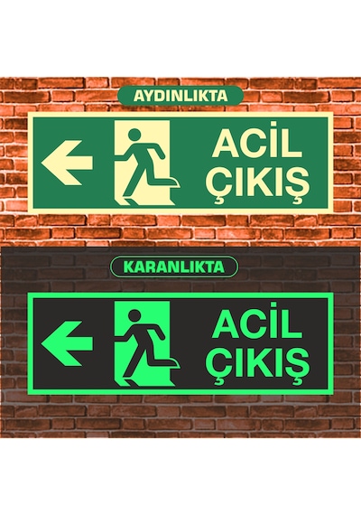 Gala Tabela 10x30 Fosforlu Acil Çıkış Uyarı Ikaz Tabelası