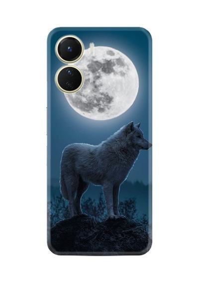 Vivo Y16 Kılıf Resimli Desenli Silikon Platinium Series Wolf Moon 1857