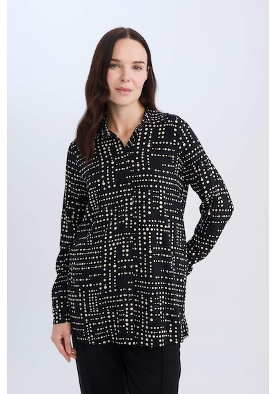 DeFacto Loose Fit Desenli Uzun Kollu Gömlek Tunik T0609AZ25SPBK81