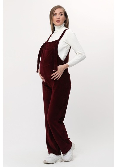 Luvmabelly Myra6113 - Bordo Kadife Hamile Salopet-Bordo