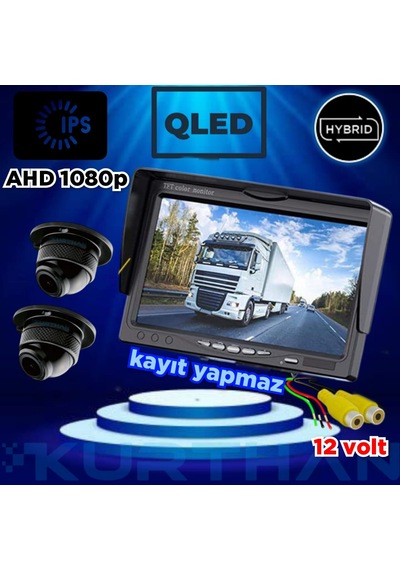 2 Adet 4 3 Cm Ahd 1080p Kamera Ve 7'' Qled Ips Ekran Seti 12v