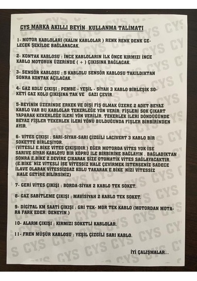 Cys E Bike Elektirikli Motor Akıllı Beyin 40 Ah (480010685)