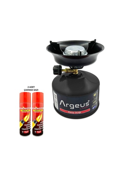 Argeus Stone Kamp Ocağı Ve Çakmak Gazı Seti Siyah 203