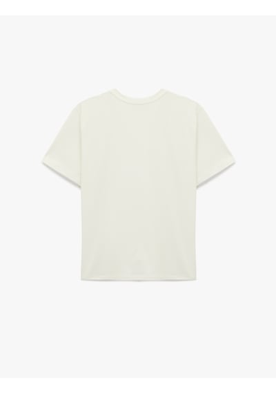 Koton Pamuklu Kısa Kollu Bisiklet Yaka Oversize Basic Tişört Ekru 6sak50170ek Ekru