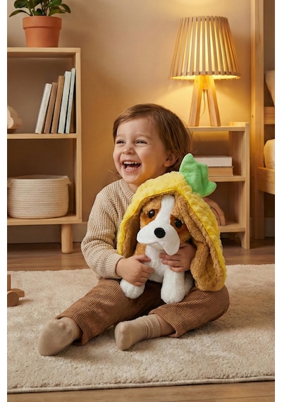 Yumuşacık Sevimli Fermuarlı Ananas Köpek Peluş Oyuncak 27 Cm Çok Renkli