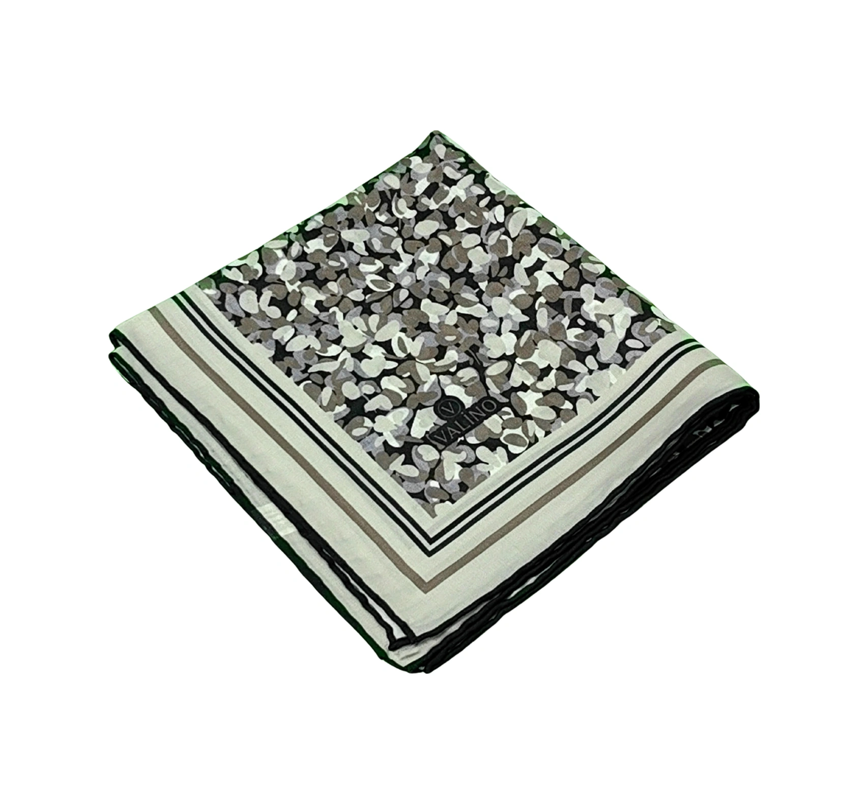 Mim Eşarp Valino Çiçek Desenli Şifon Eşarp 90x90 Cm Açık Yeşil