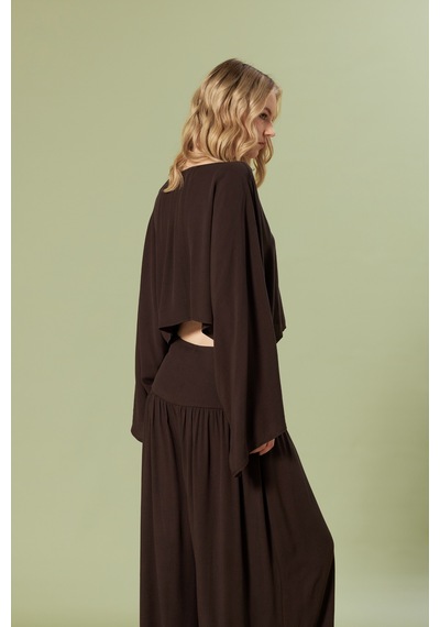 Asimetrik Kimono Kahve