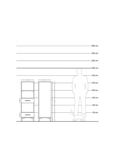 Hyperion Dolap 3 Raflı 2 Çekmeceli 44x44x134 Aytaşı-antrasit Aytaşı