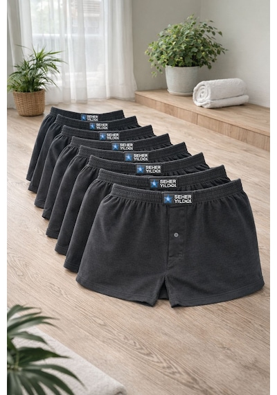 Seher Yıldızı Erkek Penye Boxer 8'li Set Füme