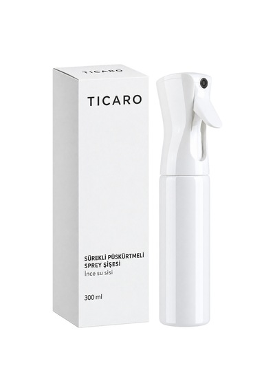 Tıcaro 300 Ml Sürekli Püskürtmeli Boş Sprey Şişesi, 360 Püskürtme, Beyaz