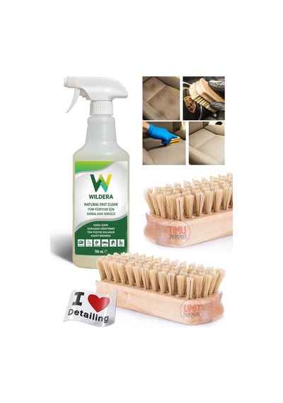 Premium Formul Natural Tüm Yüzeyler İçin Doğal Leke Çıkarıcı Deri Detay Temizlik Fırçası Ahşap Set