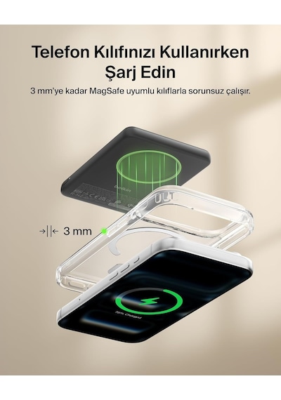 Belkin Bpd011hqbk Boostcharge Slim 5.000mah Qi2 15w Manyetik Kablosuz Powerbank - Siyah