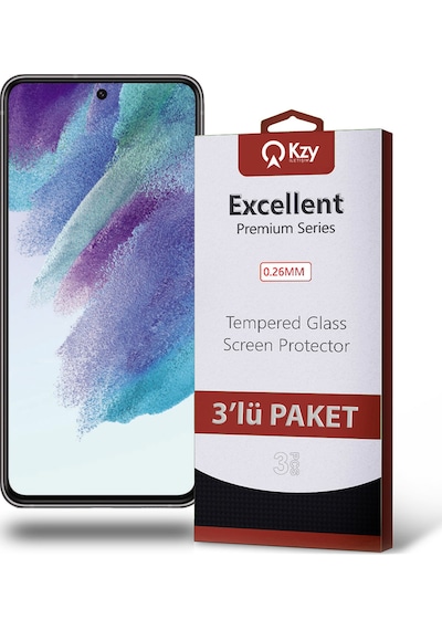 Samsung Galaxy S21 FE ile Uyumlu Kırılmaz Cam Ekran Koruyucu Ekonomik 3'lü Paket