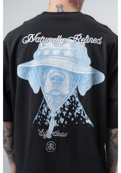 Respire Erkek Refined Baskılı Oversize T-shirt Siyah