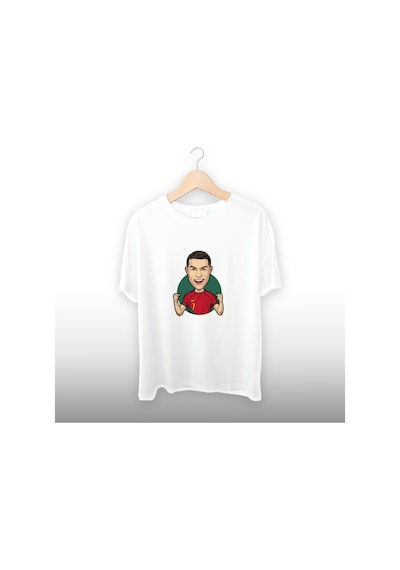Ronaldo Gol Temalı Unisex Tişört Beyaz
