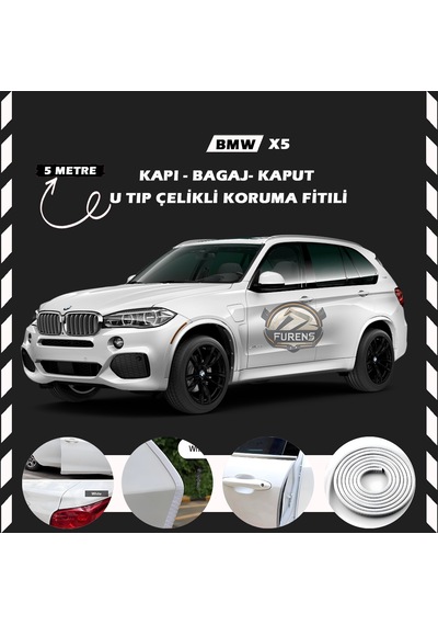 Bmw X5 Oto Araç Kapı Koruma Fitili 5metre Parlak Beyaz Renk