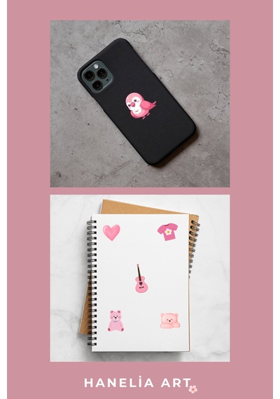 Pembe Sticker 2 Li Avantaj Seti Ajanda, Defter & Laptop Çok Renkli