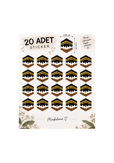 Kabe Sticker 20 Adet Hac Umre Hediyelik Yapışkanlı Etiket Mevlüt Hediyeliği Diğer