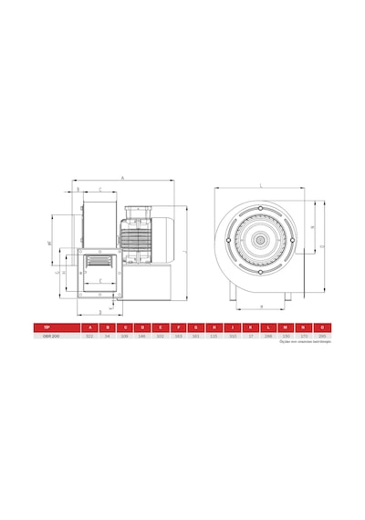 BVN Bahçıvan OBR 200T-2K 140 watt 1800 m3/h 2950 DD 380/400 volt Trifaze Tek Emişli Salyangoz Radyal Fan Aspiratör