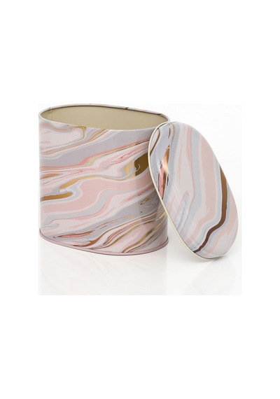 Liquid Pink Desenli Oval Metal Saklama Kabı 14 x 12 x 13 CM 1.4 L Çok Renkli