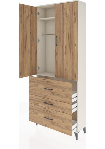Arges Dolap 2 Raflı 3 Çekmeceli Tek Askılı 88x30x221 Aytaşı-çam Aytaşı