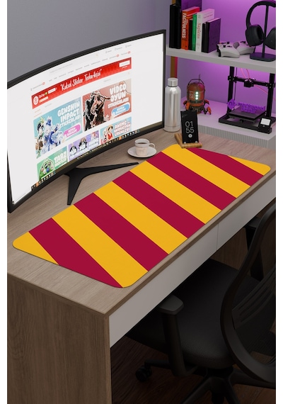 Sarı Kırmızı 90x40 Xxl Taraftar Gaming Oyuncu Mouse Pad Kaymaz Taban Büyük Klavye Fare Altlığı Şerit