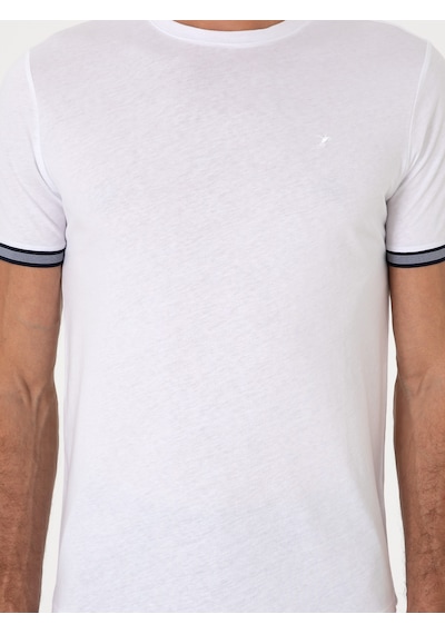 Beyaz Regular Fit %100 Pamuk Bisiklet Yaka T-shirt