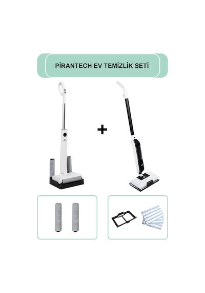 PiranTech M-210 Şarjlı Islak & Kuru Zemin Temizleyici + CB702 Buharlı Mop Halı ve Sert Zemin Temizleyici