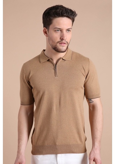 Ferraro Camel Polo Yaka Fermuarlı Erkek Pamuk Triko T-Shirt-Kahverengi (417942840) Kahverengi Ferraro Camel Polo Yaka Fermuarlı Erkek Pamuk Triko T-Shirt-Kahverengi (417942840) Kahverengi