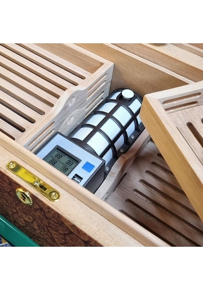 Cigarloong Camlı Katlı Humidor Puro Kutusu Tiger Desen 100s Cigarspa Elektronik Nemlendirme