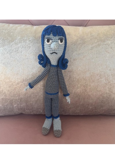 Insıde Out Bored Sıkıldım Amigurumi Oyuncak 24 Cm Gri - Mavi