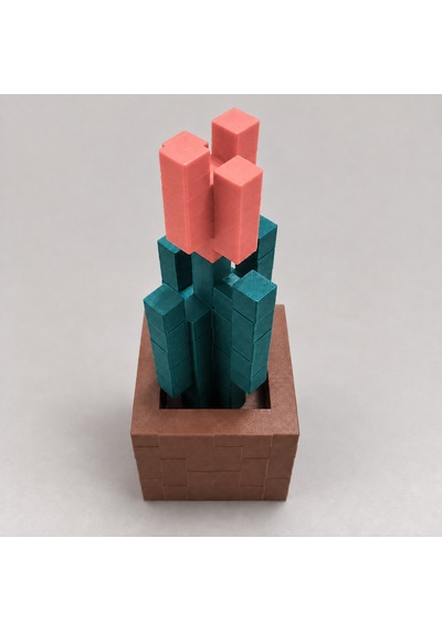 Piksel Lale Biblo - 3d Baskı, Minecraft Esintili Pembe